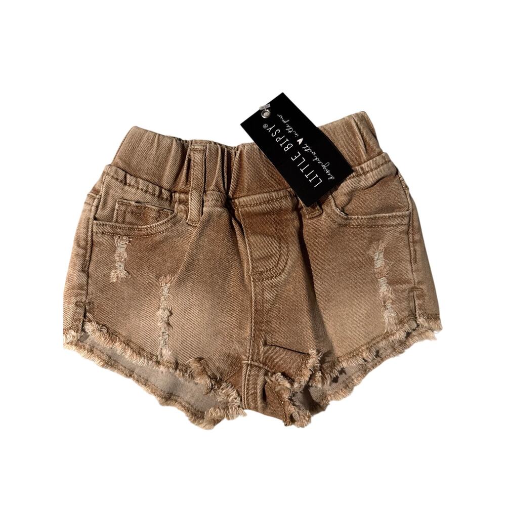 Little Bipsy Toddler Camel Distressed Cut Off Denim Shorts, 12-18m, NWT